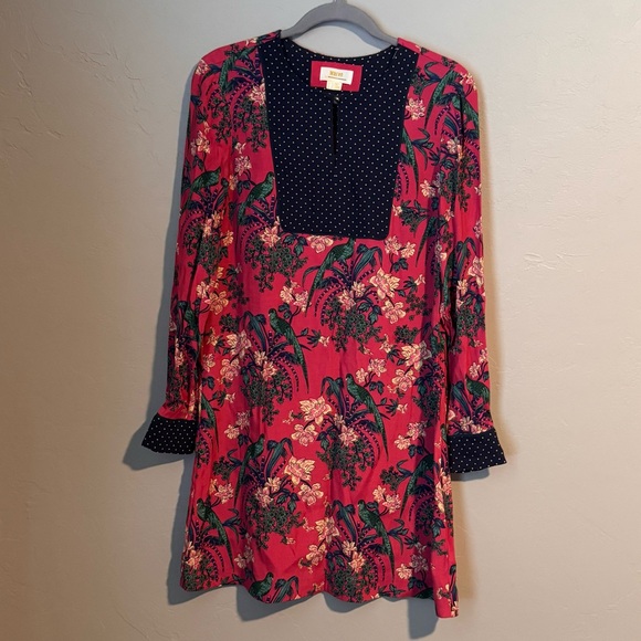 Anthropologie Maeve Floral Long Sleeve Dress with Polka Dot Accents - Picture 5 of 13